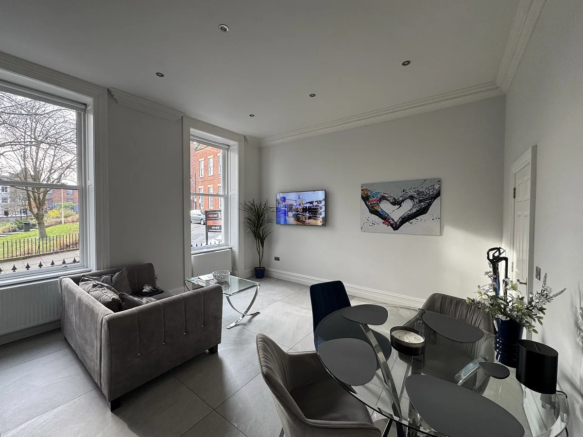 Spotless lounge at Winckley Square View, Preston