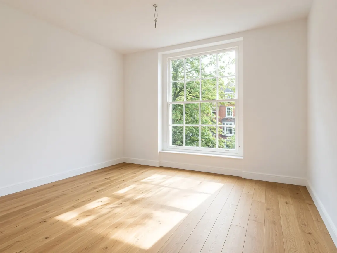 Empty, freshly cleaned rental room ready for new tenants